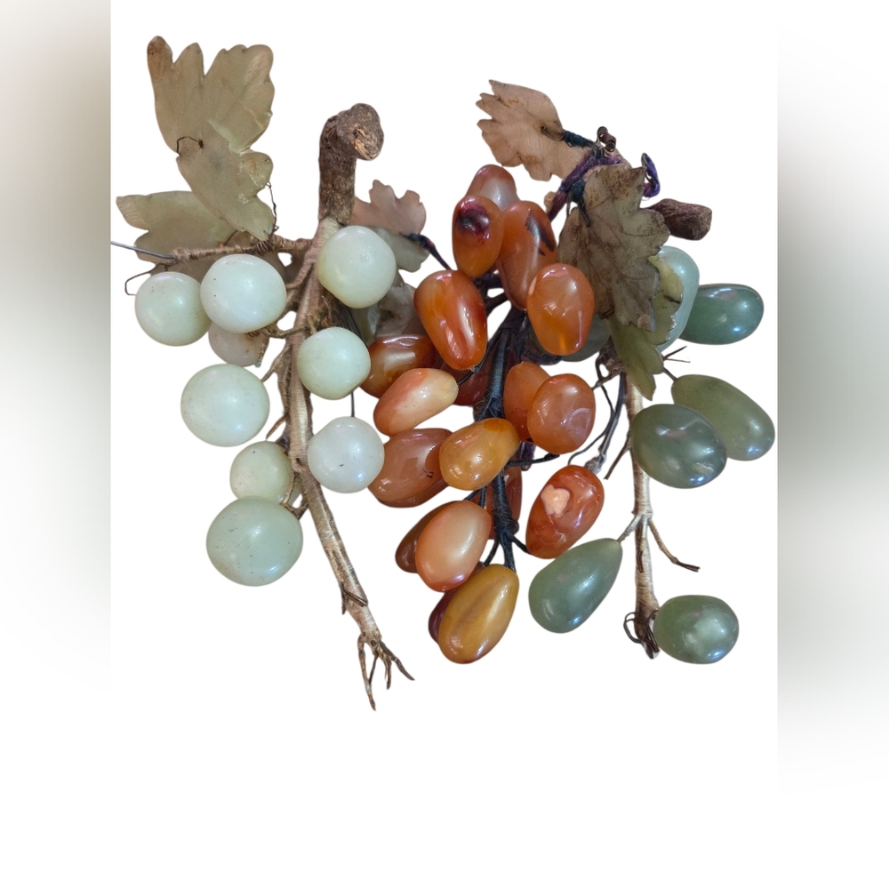 Vintage Glass Grapes Mid Century Modern Retro Cottagecore Green Brown